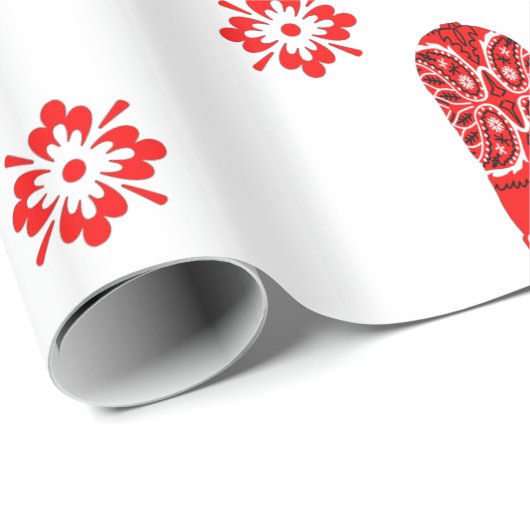 西部の赤いバンダナのプリントのカウボーイ・ブーツの切り出し ラッピングペーパー (ロールコーナー)