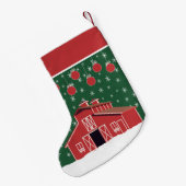 西部の赤い納屋の農場牧場 スモールクリスマスストッキング (裏面 (吊り時))