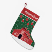 西部の赤い納屋の農場牧場 スモールクリスマスストッキング (正面 (吊り時))
