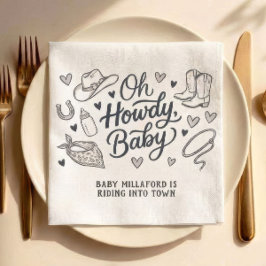 西部の赤ちゃんお披露目会のナプキン | Oh Howdy Baby Cowboy Baby Show スタンダードランチョンナプキン