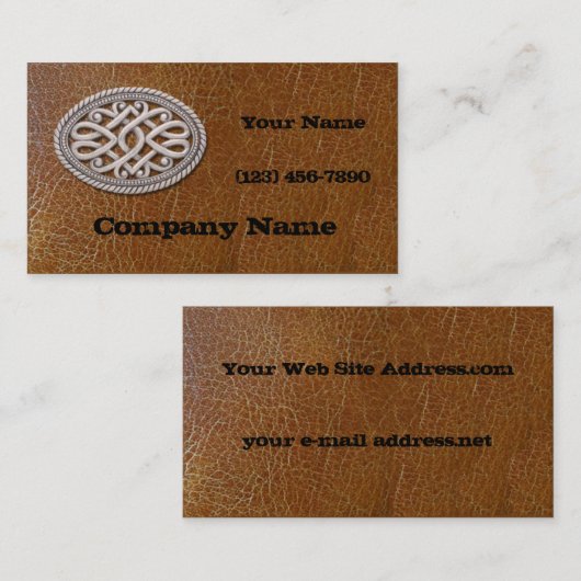 西部の銀製のベルトの留め金の老化させた革 名刺 (正面/裏面)