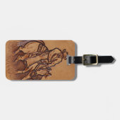 西部の革乗馬のロデオのカウボーイ ラゲッジタグ (正面横)