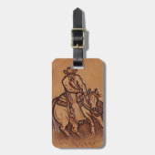 西部の革乗馬のロデオのカウボーイ ラゲッジタグ (正面縦)