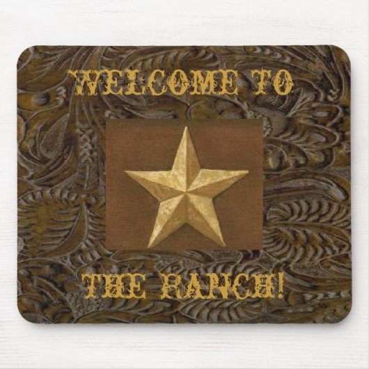 西部の革用具のプリントの星牧場マウスパッド マウスパッド (正面)
