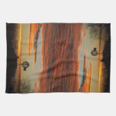 西部の風車の日没 キッチンタオル (横)