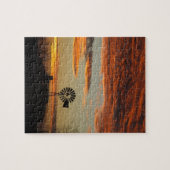 西部の風車の日没 ジグソーパズル (横)