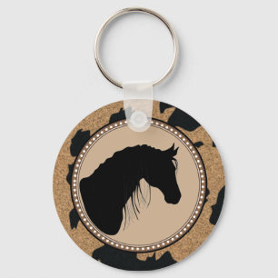 西部の馬のシルエットKeychain キーホルダー