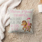 西部の馬の子馬の誕生に乗っているピンクの女の赤ちゃん クッション (ブランケット)