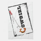 西部の"決め付けられた女性のカーボーイ"の台所タオル キッチンタオル (縦)