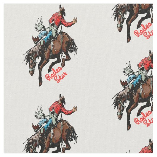 西部のBarebackロデオのカウボーイのBroncの馬のライダー ファブリック (クローズアップ)