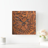 西部のDecor用具の革プリントの柱時計 スクエア壁時計 (ホーム)