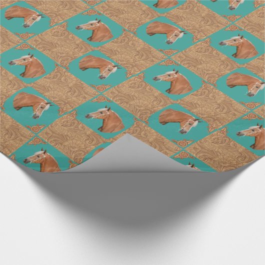西部のPalominoの馬および革プリント ラッピングペーパー (角)