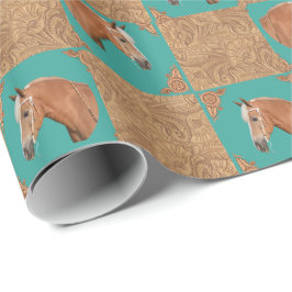 西部のPalominoの馬および革プリント ラッピングペーパー
