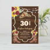 西部ひまわりとバラのカウボーイ誕生日招待状 招待状 (スタンド正面)