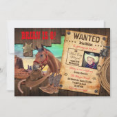 西部カウボーイの手配書招待状 招待状 (正面)