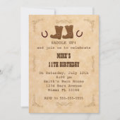 西部カウボーイの招待状の男の子の女の子の誕生会 招待状 (正面)