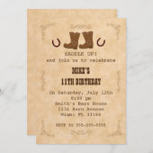 西部カウボーイの招待状の男の子の女の子の誕生会 招待状 (正面/裏面)