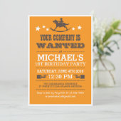 西部カウボーイの誕生日パーティー　男子用 招待状 (スタンド正面)