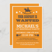 西部カウボーイの誕生日パーティー　男子用 招待状 (正面/裏面)