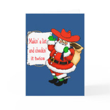 西部カウボーイサンタがリストを作る