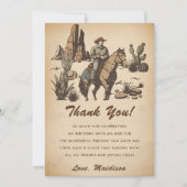 西部カウボーイ誕生日パーティー感謝カード 招待状 (正面)