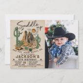 西部カウボーイ誕生日写真 招待状 (正面)