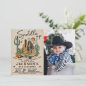 西部カウボーイ誕生日写真 招待状 (スタンド正面)