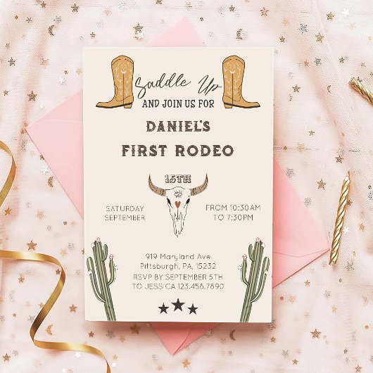 西部カウボーイ誕生日 招待状