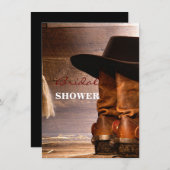 西部カントリーブラウンバーンウッドカウボーイ 招待状 (正面/裏面)