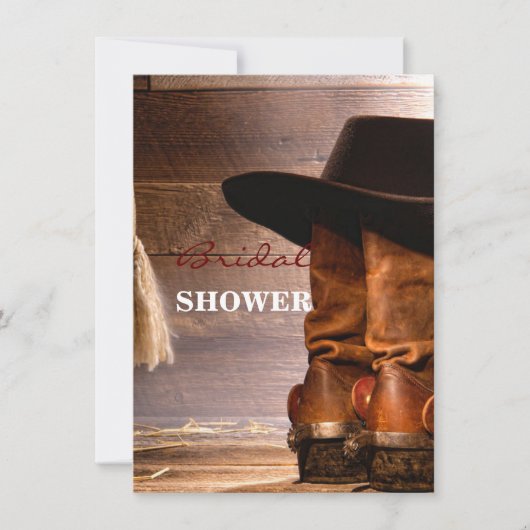 西部カントリーブラウンバーンウッドカウボーイ 招待状 (正面)