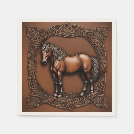 西部カントリー馬術乗馬パーティー スタンダードカクテルナプキン (正面)