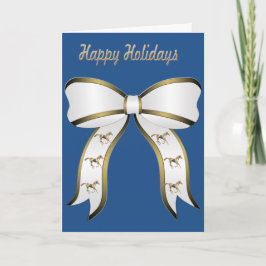 西部ゴールドホースとリボンのハッピーホリデー シーズンカード