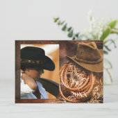 西部スタイルの帽子とラッソーの卒業発表カード（写真付き） 招待状 (スタンド正面)