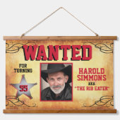 西部スタイルの誕生日お手配ポスター 吊り下げ型タペストリー (正面)