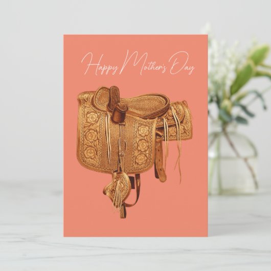 西部スタイル,ヴィンテージ,サドル,カントリー, 母の日 シーズンカード (スタンド正面)