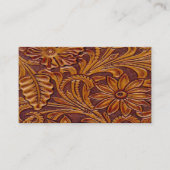 西部ブラウンおよび黒い花の革プリント 名刺 (正面)