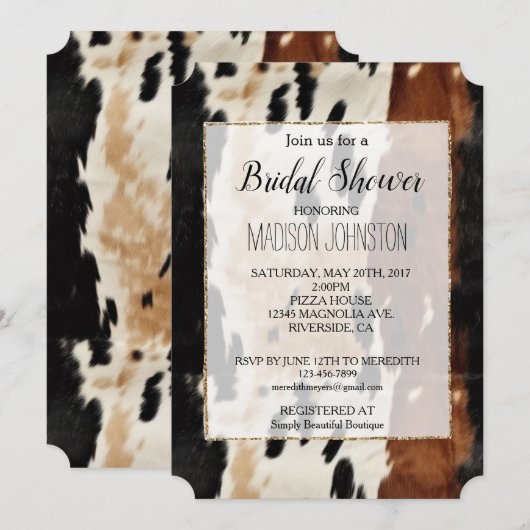 西部ブラウンクリームレザー 招待状 (正面/裏面)