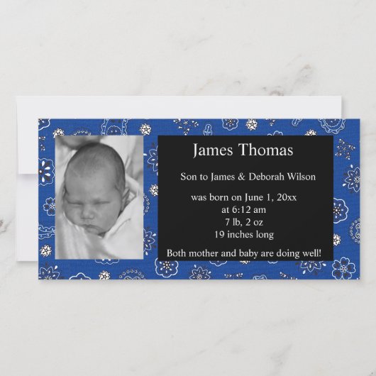 西部ベビー誕生発表 案内状 (正面)