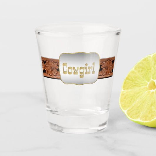 西部ベルトおよび女性のカーボーイのバックル ショットグラス (正面)