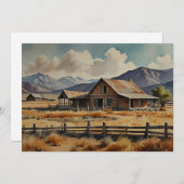 西部ホームステッド牧場農場水彩画 シーズンカード (正面/裏面)