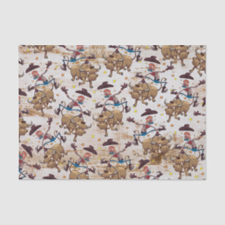 西部ロデオのカウボーイのBullの乗馬の国 薄葉紙