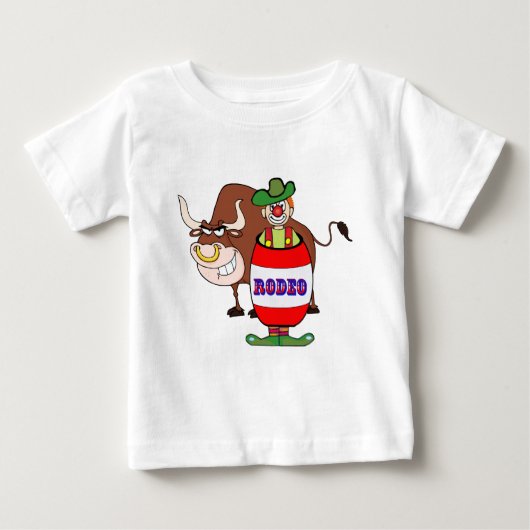 西部ロデオのピエロと牛 ベビーTシャツ (正面)