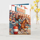 西部ロデオ馬カウガールバレルレースカスタム カード (黄色い花)