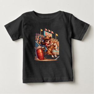 西部ロデオ馬カウガールバレルレースカスタム ベビーTシャツ