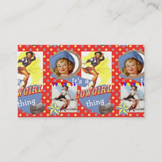 西部ヴィンテージの女性のカーボーイ 名刺 (正面)