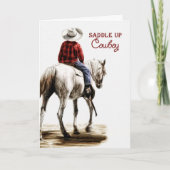 西部主題馬の彼の誕生日のカウボーイのために カード (正面)