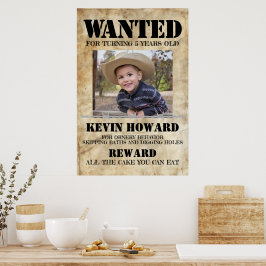 西部劇のウエスタン Wanted 誕生日 ポスター