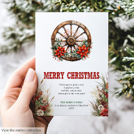西部劇の風車のクリスマスグリーティングカード印刷用 シーズンカード