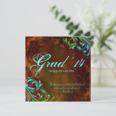 西部卒業お知らせ ヴィンテージブラウン ブルー 招待状 (スタンド正面)