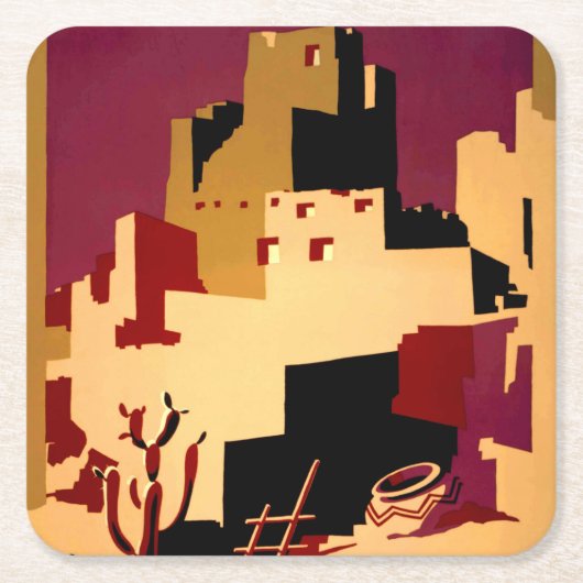 西部南西プエブロWPAナショナル スクエアペーパーコースター (正面)